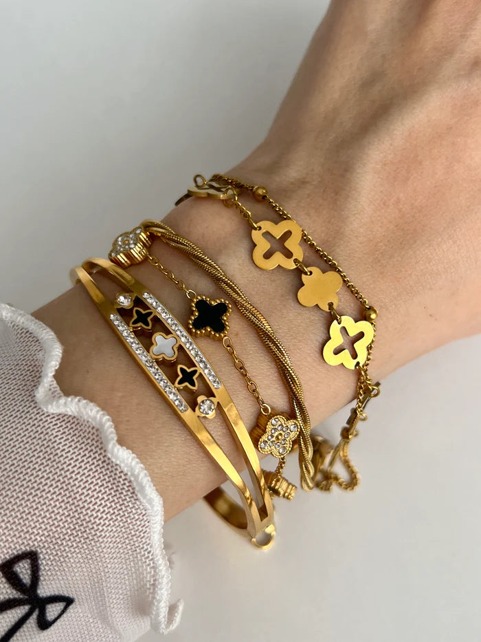 pulseira dupla trevo da sorte