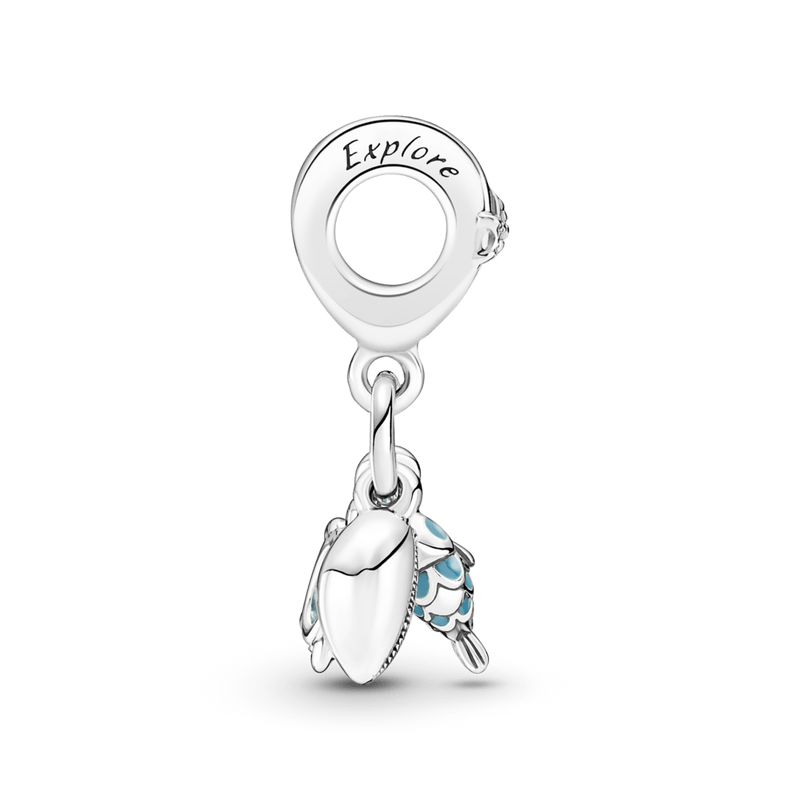 berloque charm peixe, tartaruga marinha e concha