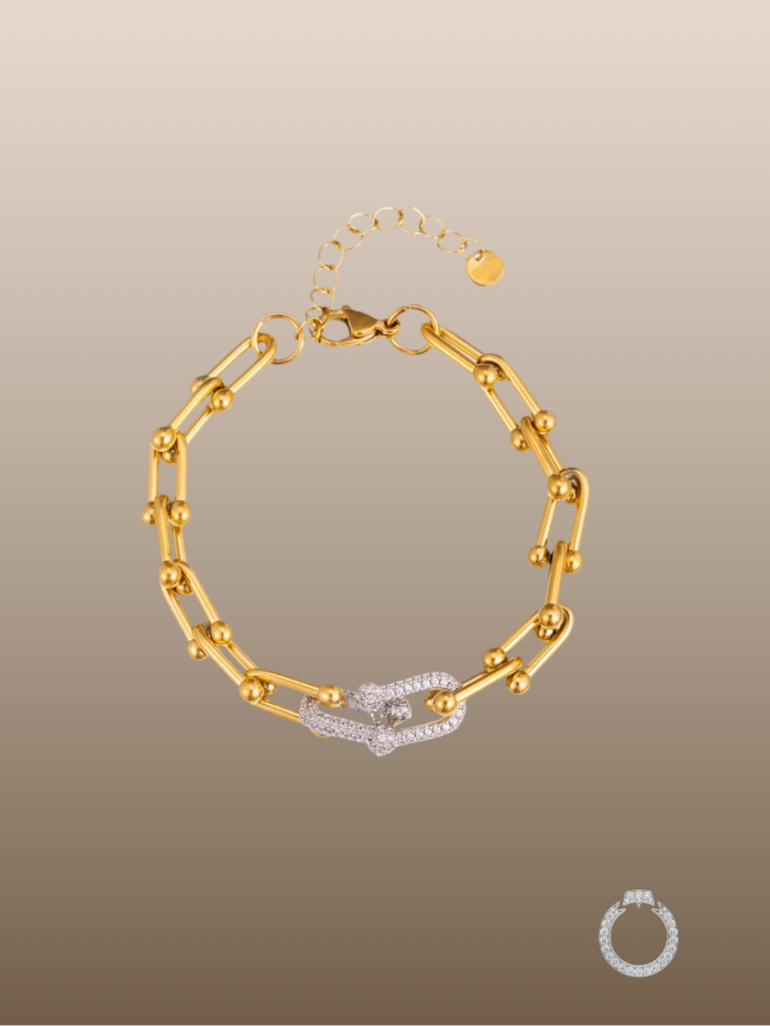 pulseira elo u cravejado