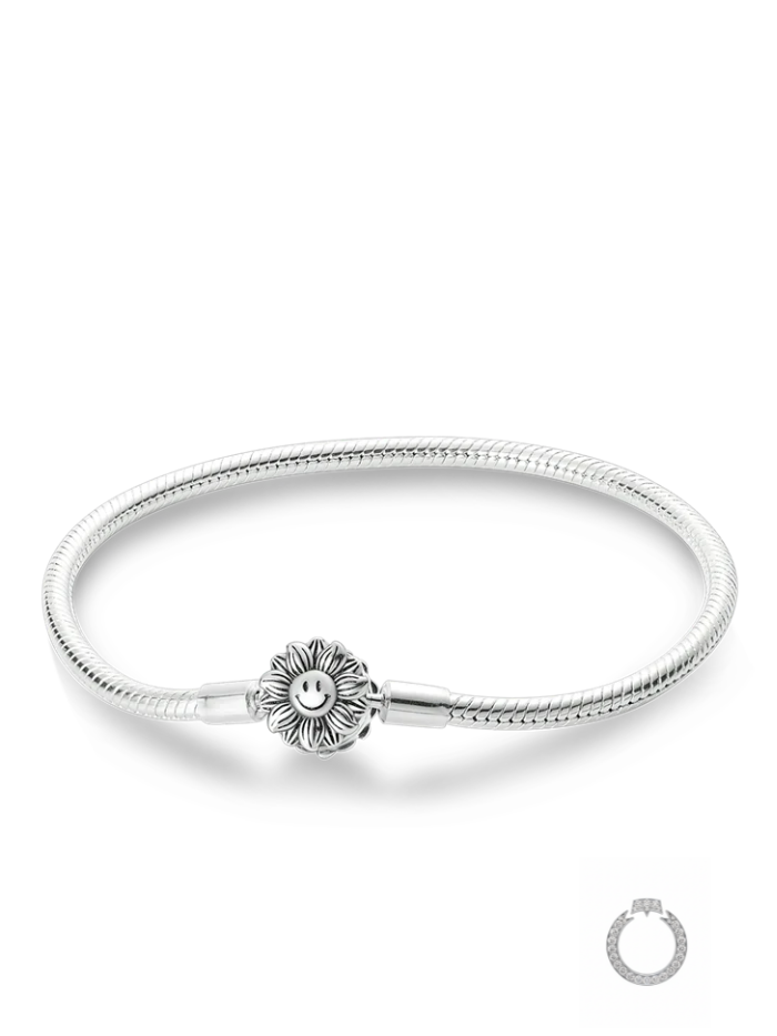 pulseira flexível de berloque fecho de girasol