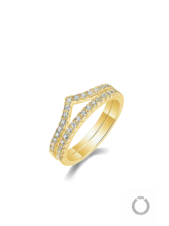 anel chevron duplo cravejado
