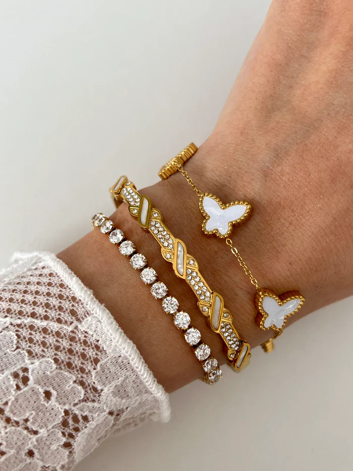 pulseira borboletas de madrepérola