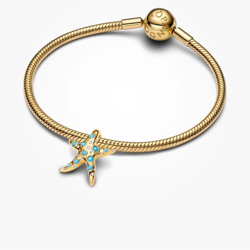 charm pendente estrela do mar dourada