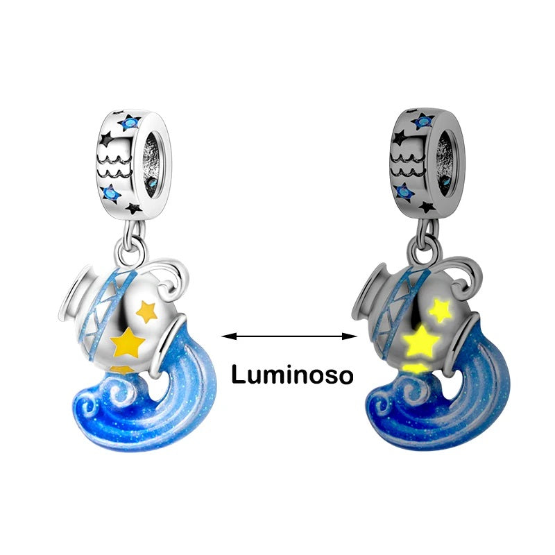 berloque pendente signos aquarius luminoso peridot