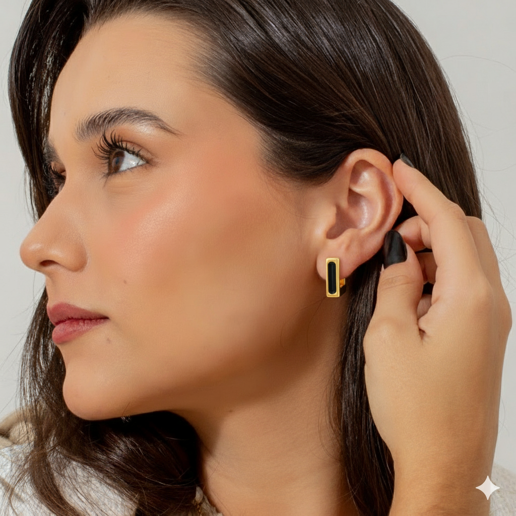 brinco argola geométrica minimal