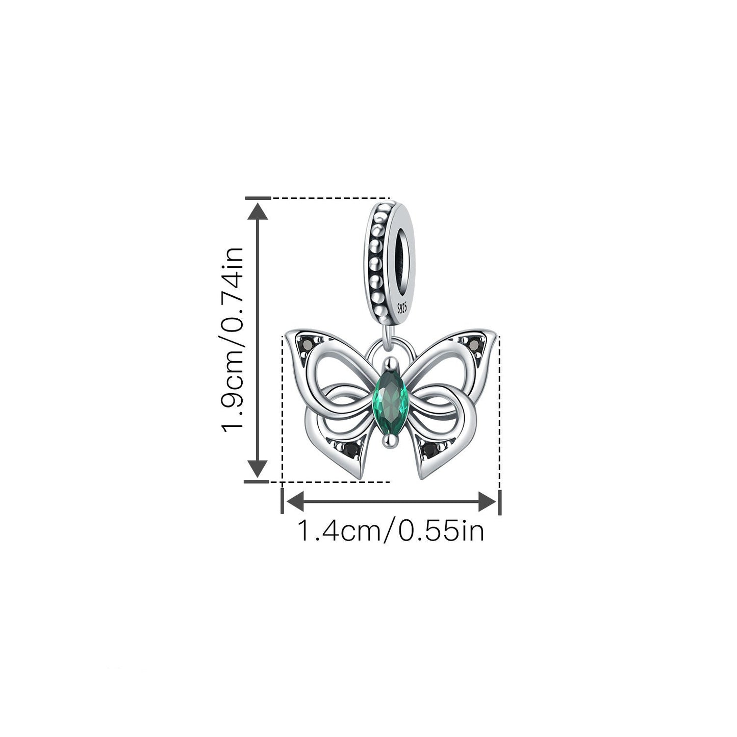berloque borboleta encantada esmeralda
