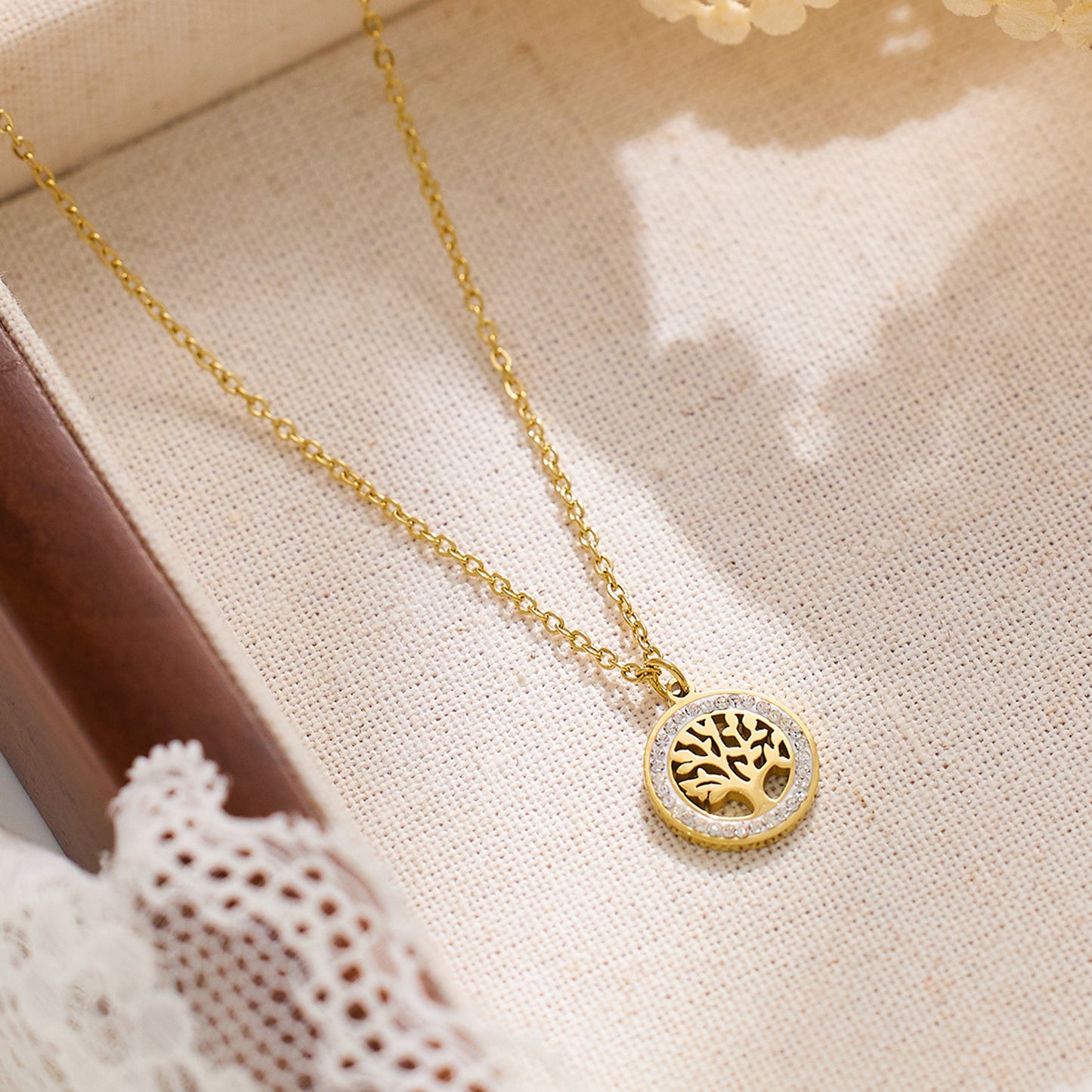 colar árvore da vida dourada