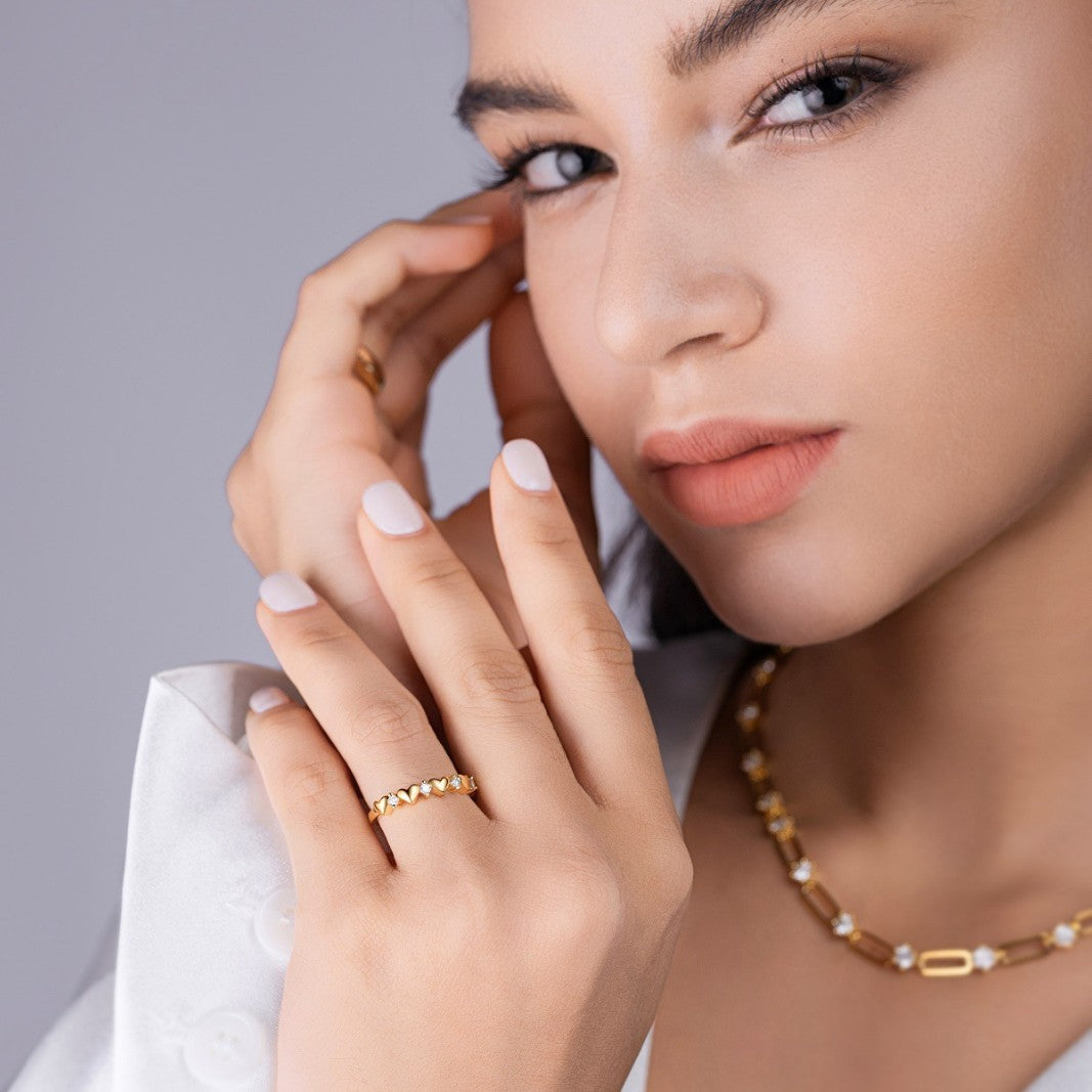 anel meia aliança love dots