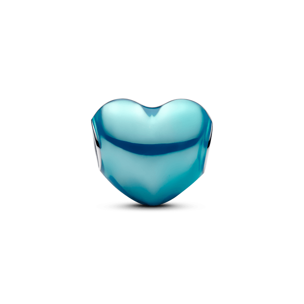 charm prata coracao azul claro metalico