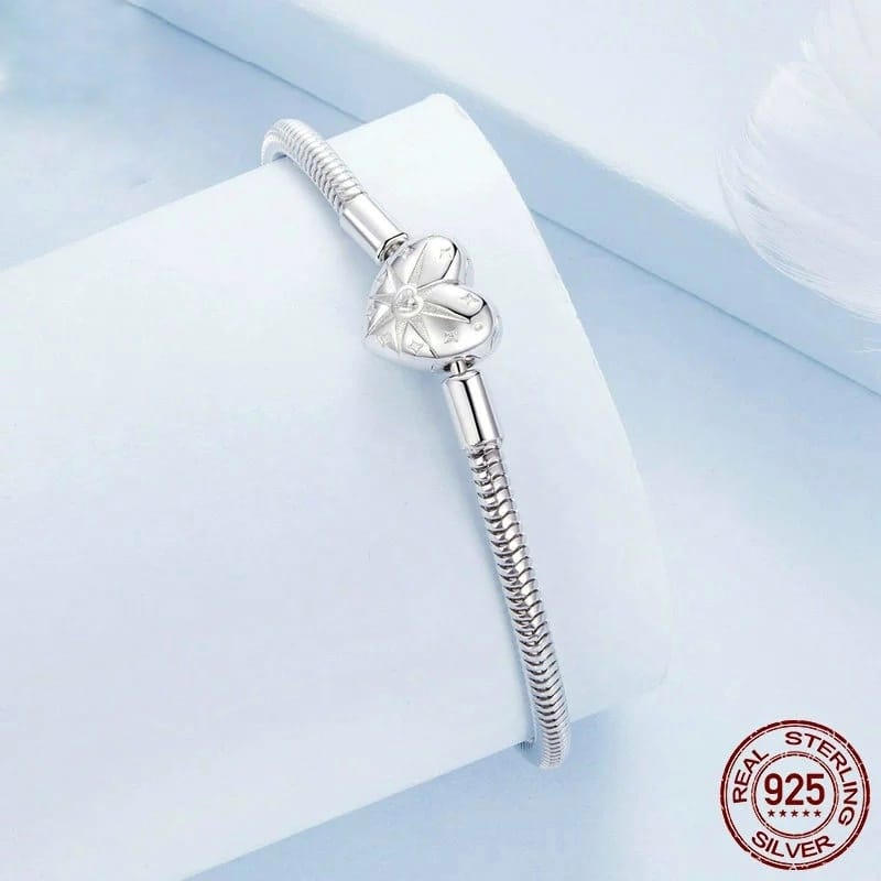 pulseira semi-rígida para berloques coração de luz