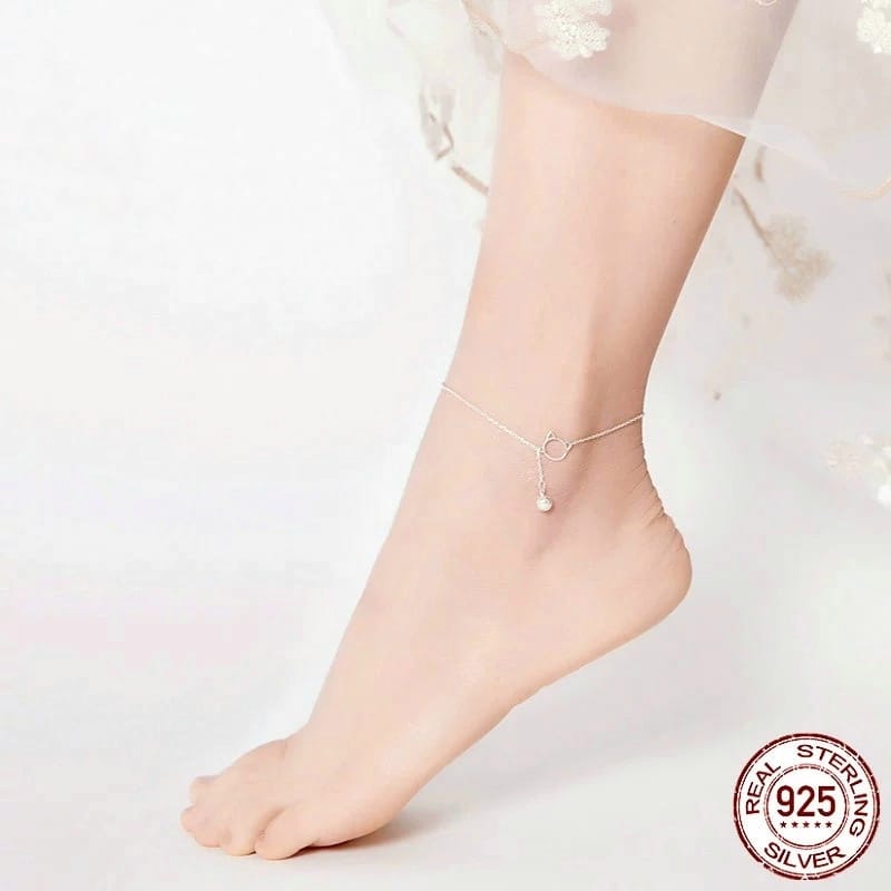 tornozeleira com pingente de argola e bola