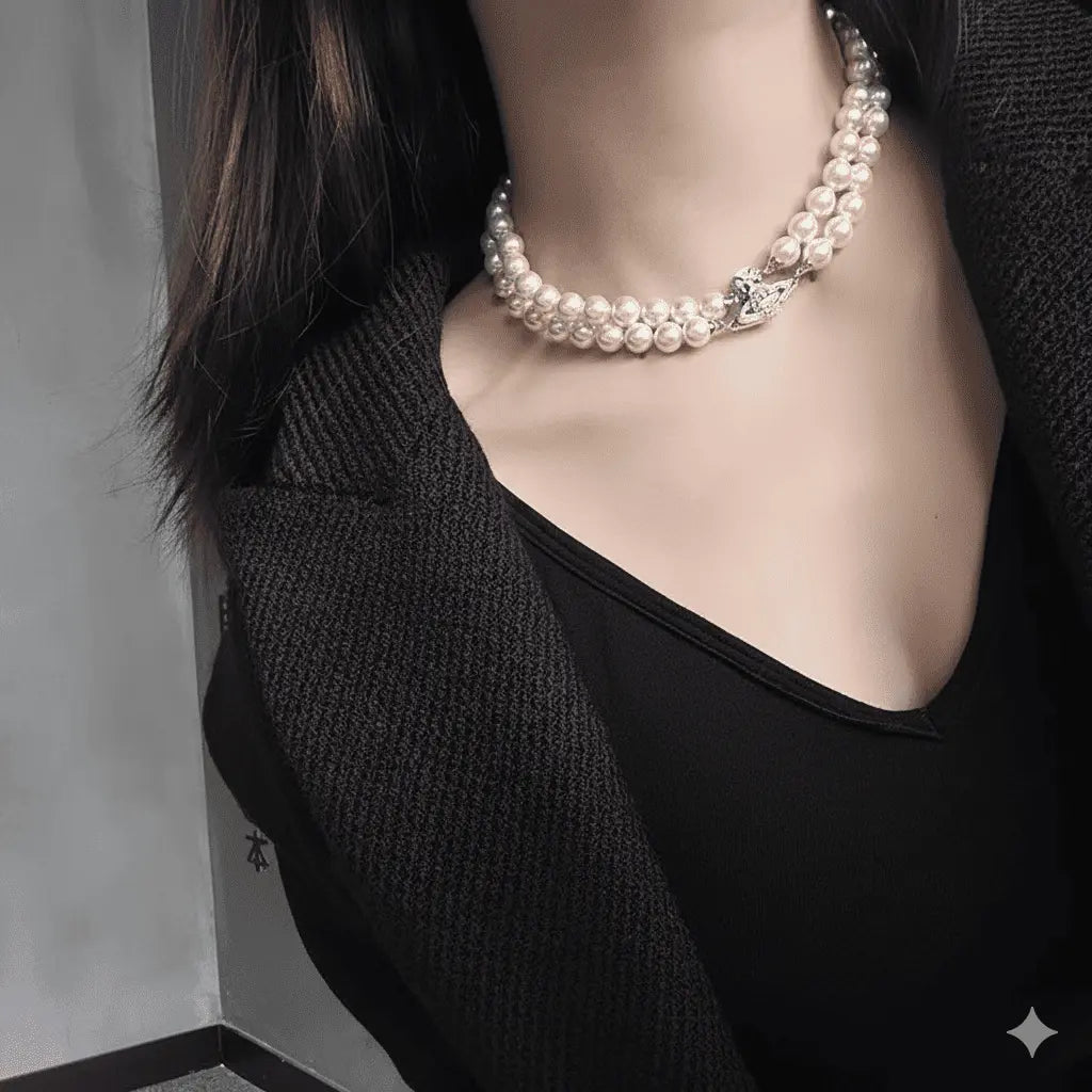 colar royal pearls – elegância em pérolas duplas