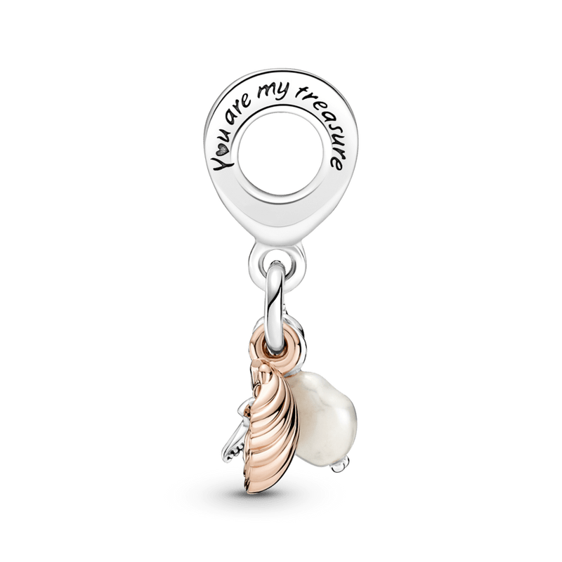 charm pendente triplo perola estrela do mar e concha