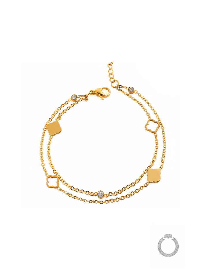 pulseira dupla trevo de brilho