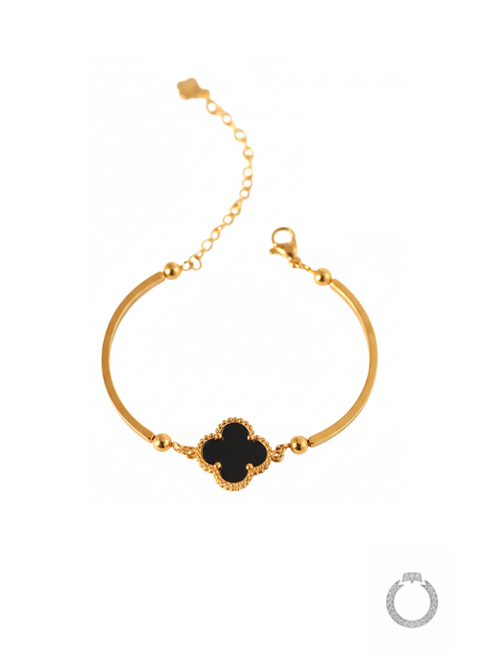 pulseira trevo de ônix minimalista