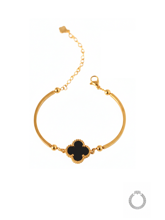 Pulseira Trevo de Ônix Minimalista