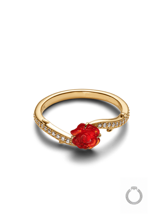 Anel Flor Rosa Bela e a Fera