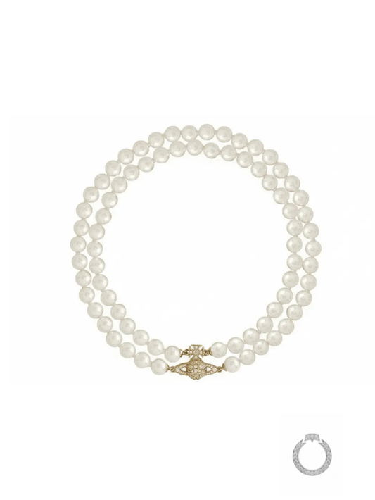 Colar Golden Royal Pearls – Pérolas Duplas com Fecho Dourado