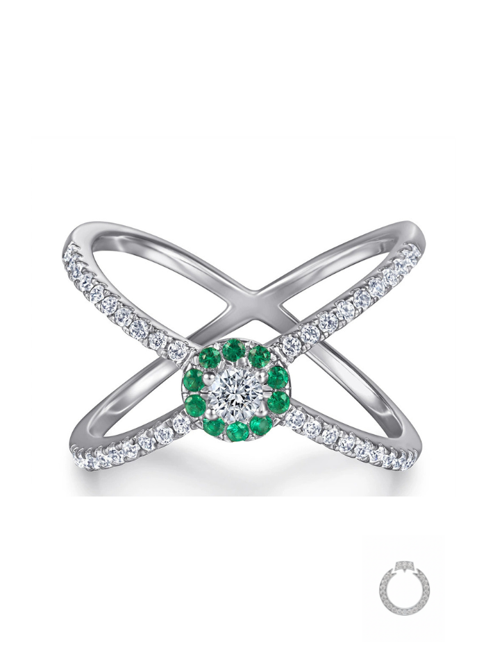 anel entrelace esmeralda