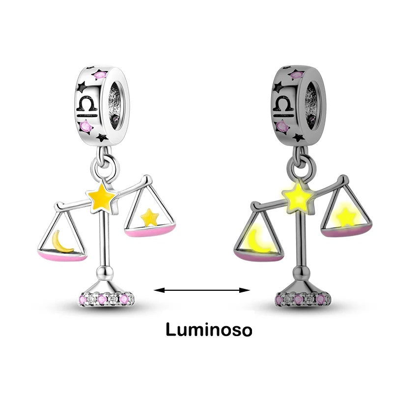 berloque pendente signos libra luminoso peridot