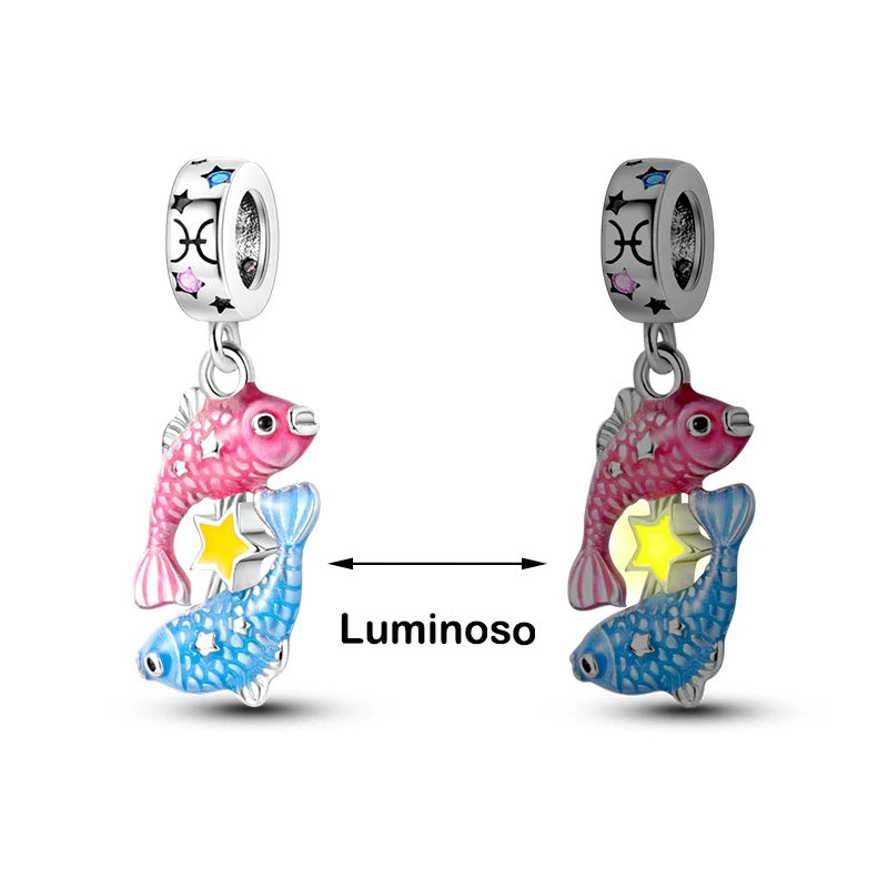 berloque pendente signos peixes luminoso peridot