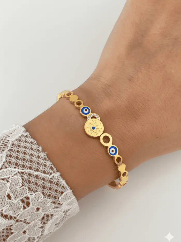 bracelete olho turco e sol