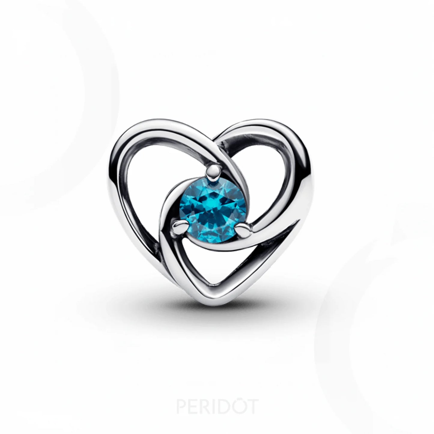 charm prata coracao da eternidade azul