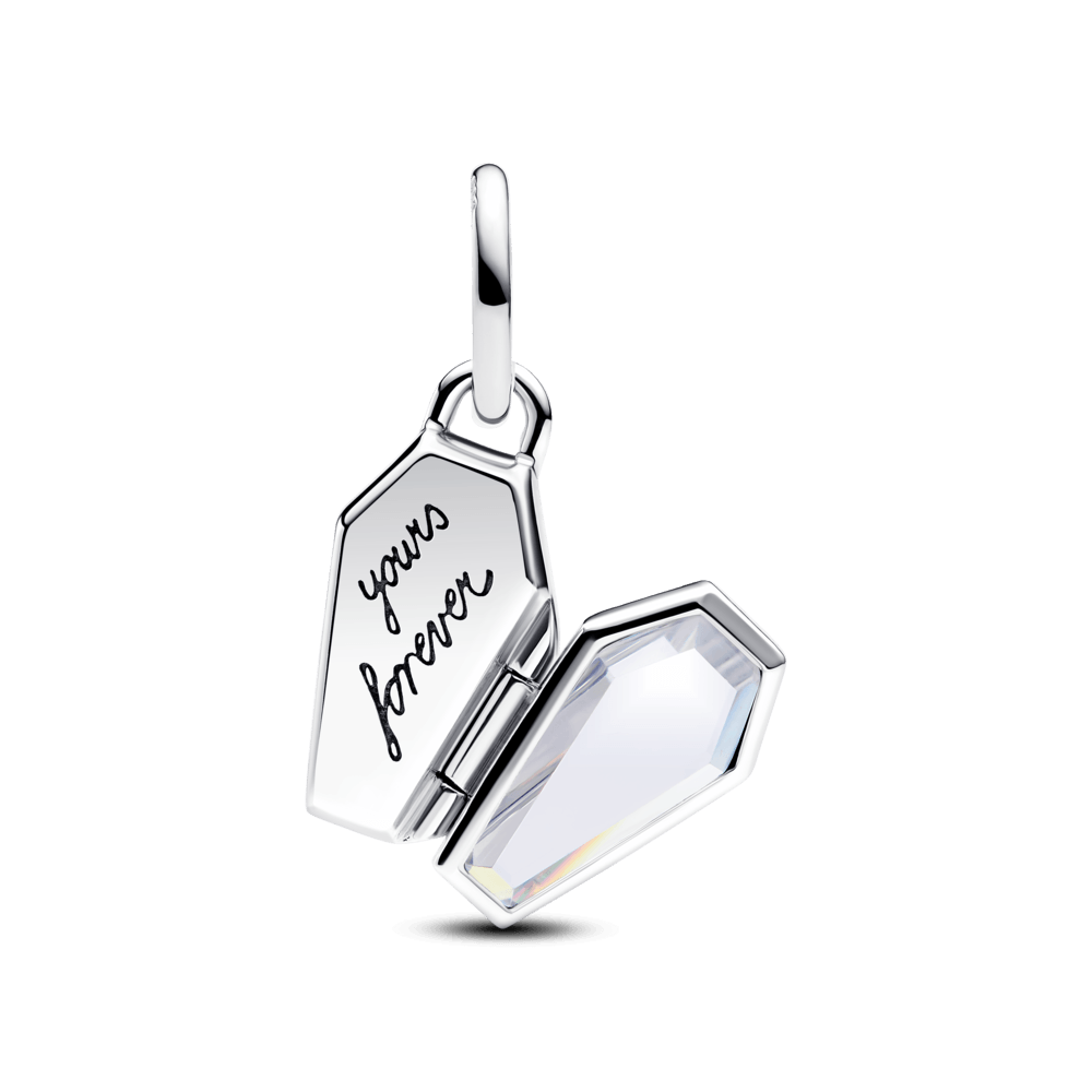 charm prata esqueleto e caixão brilha no escuro