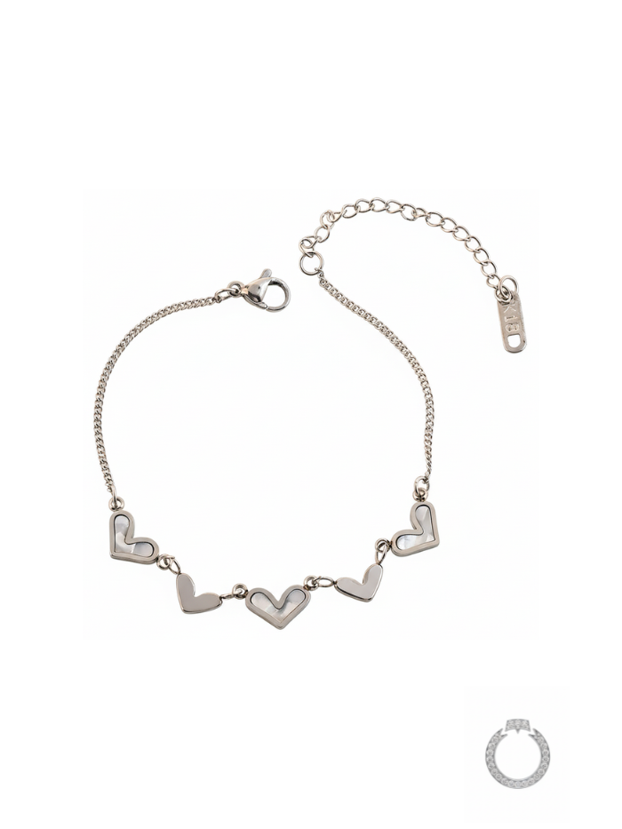 pulseira corações de madrepérola