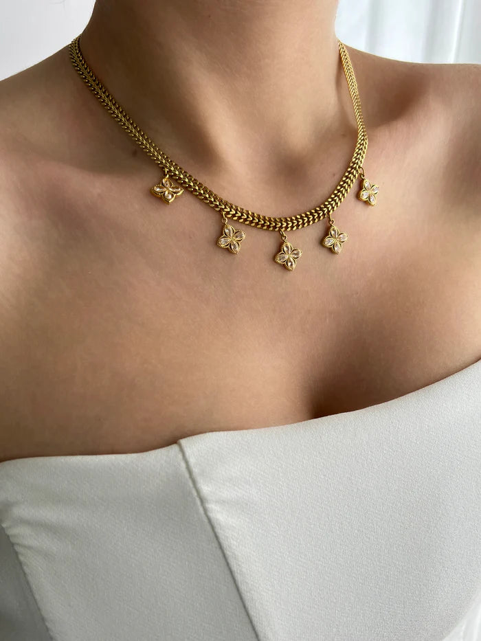 colar duplo trevo glamour