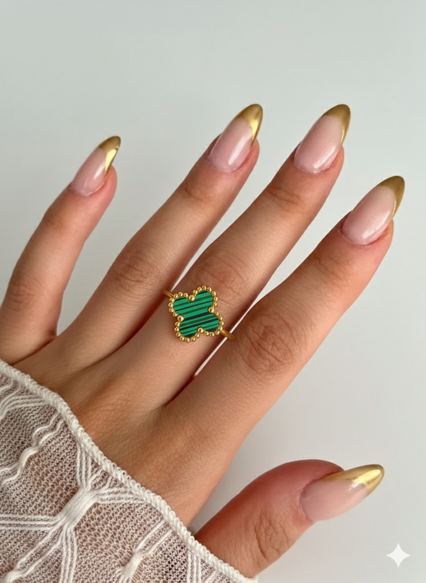 anel trevo listrado da sorte