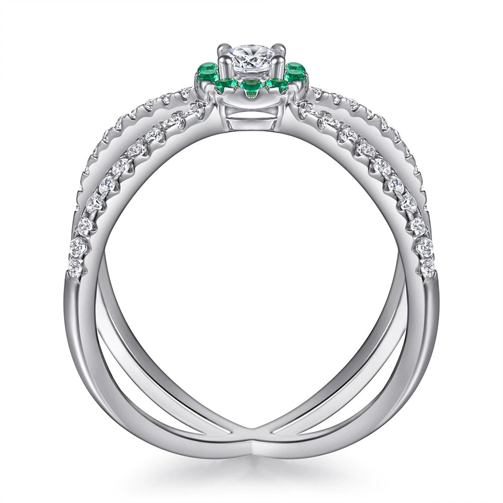 anel entrelace esmeralda