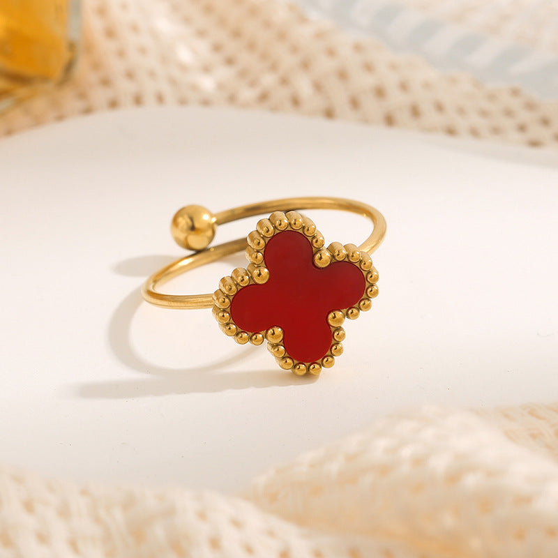 anel trevo listrado da sorte