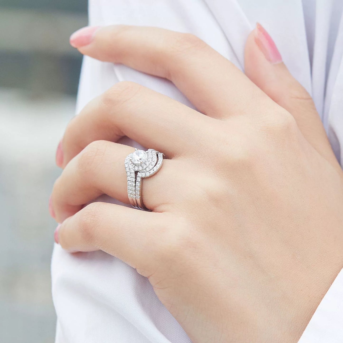 anel "onda de brilhantes" - conjunto duplo