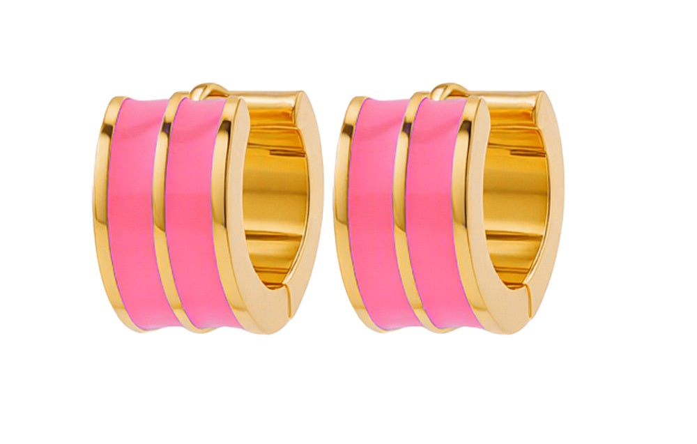 brinco argola esmalte listrado