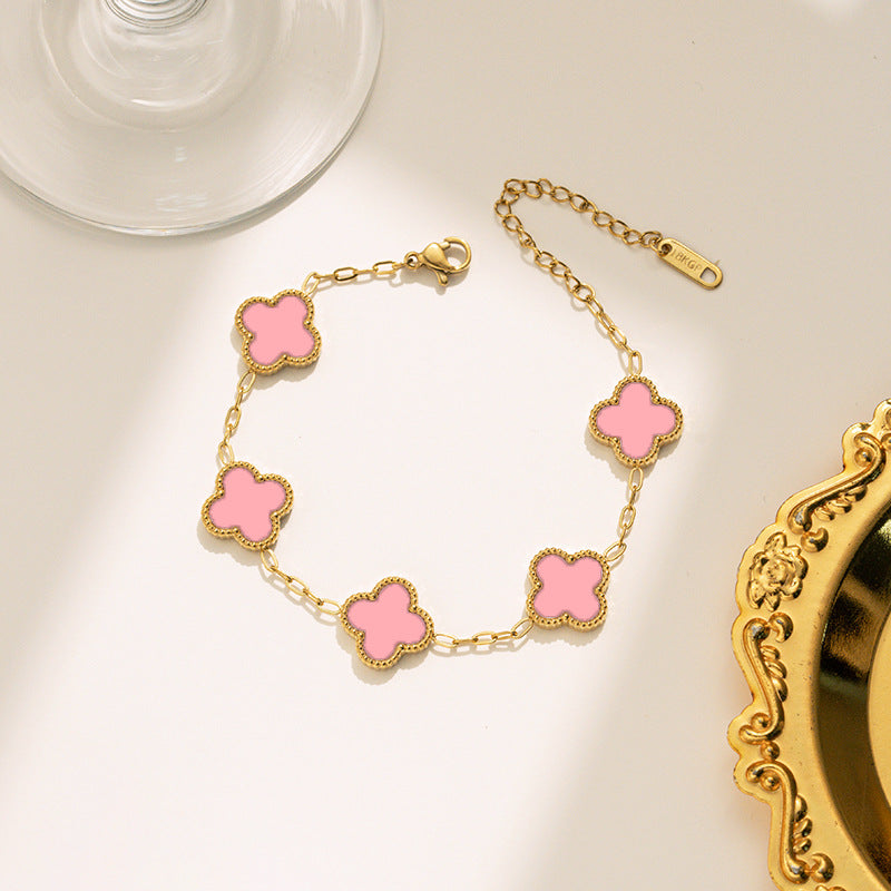 pulseira trevo da fortuna em malaquita