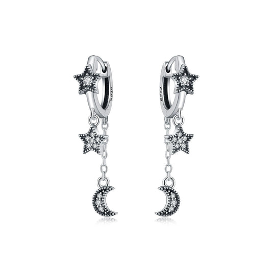 Brinco Argola Estrela e Lua