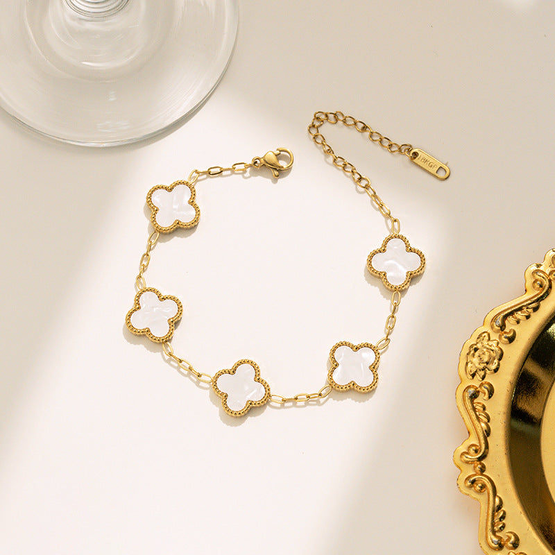 pulseira trevo da fortuna em malaquita