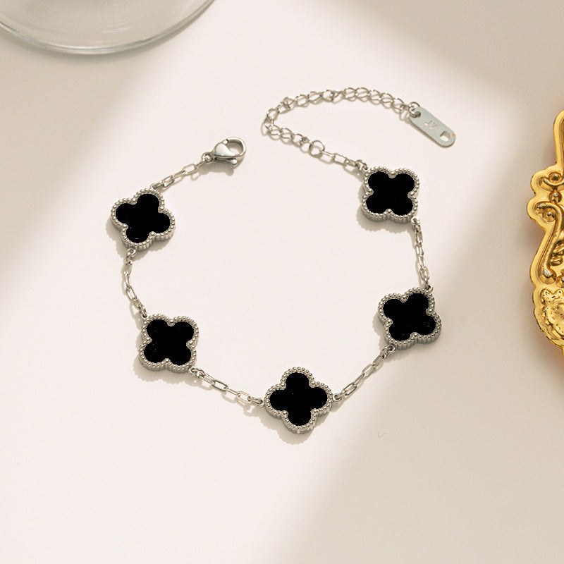 pulseira trevo da sorte em madrepérola