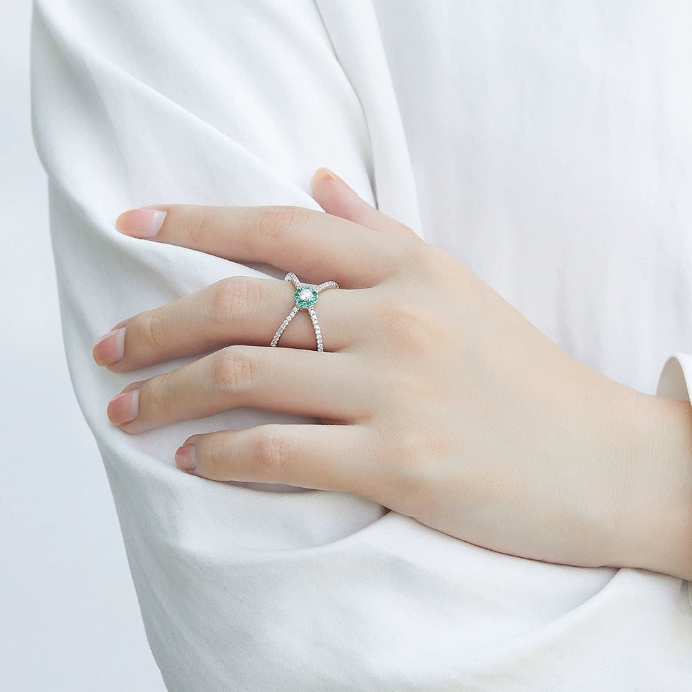 anel entrelace esmeralda