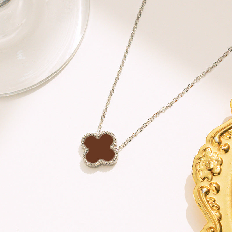 colar solitário trevo luxo