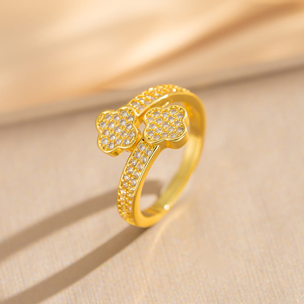 anel trevo de brilho