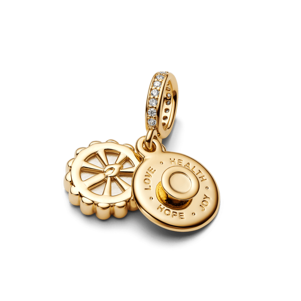 charm ouro pendente feliz aniversario duplo