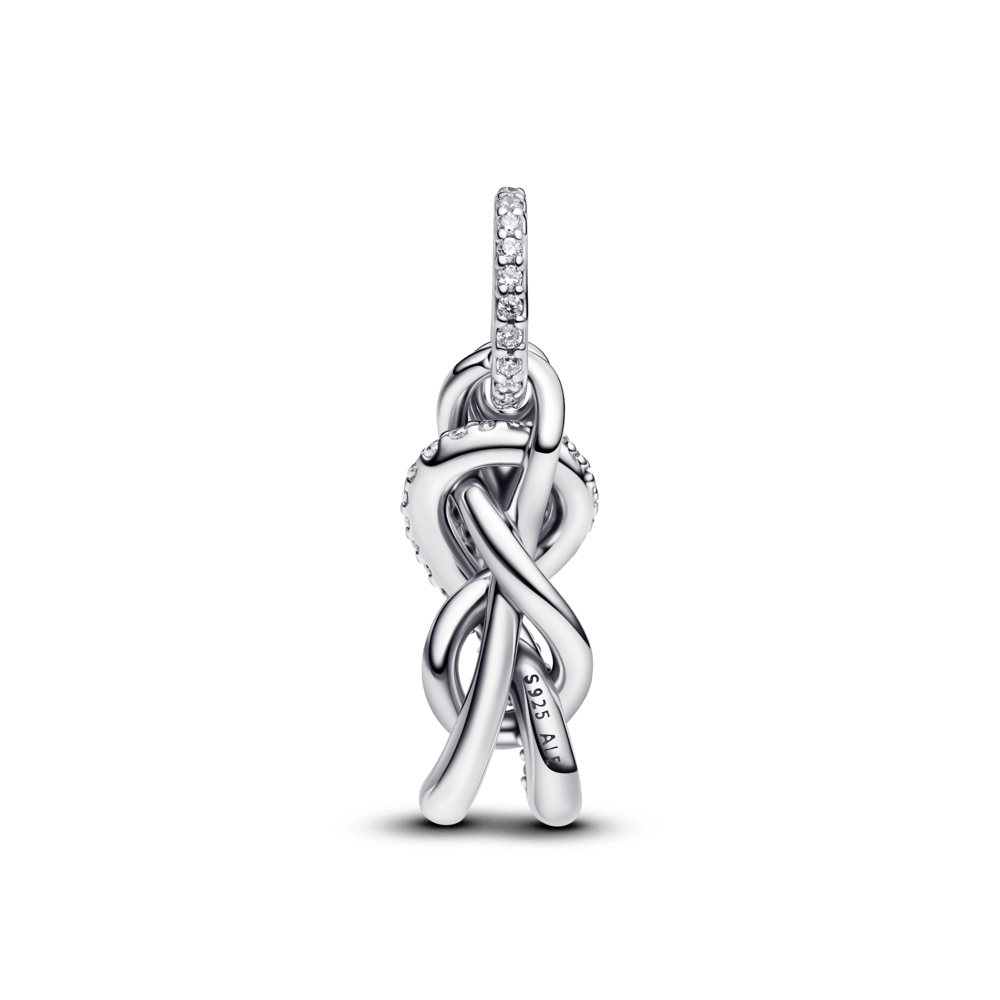 charm prata pendente nó infinito brilhante