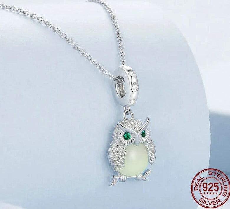 berloque pendente coruja luminoso