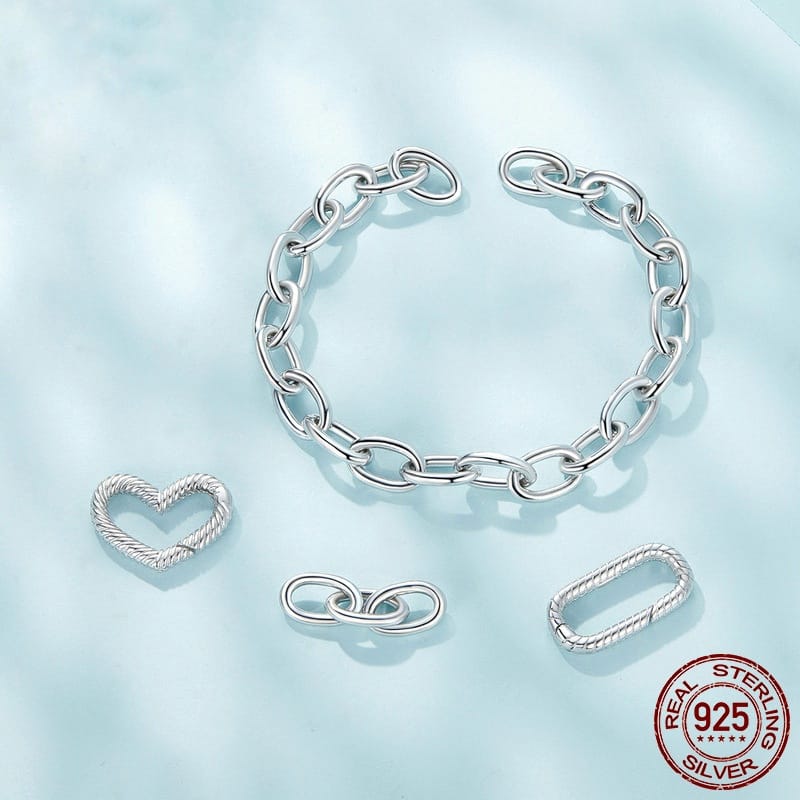 pulseira berloques correntes elos de prata