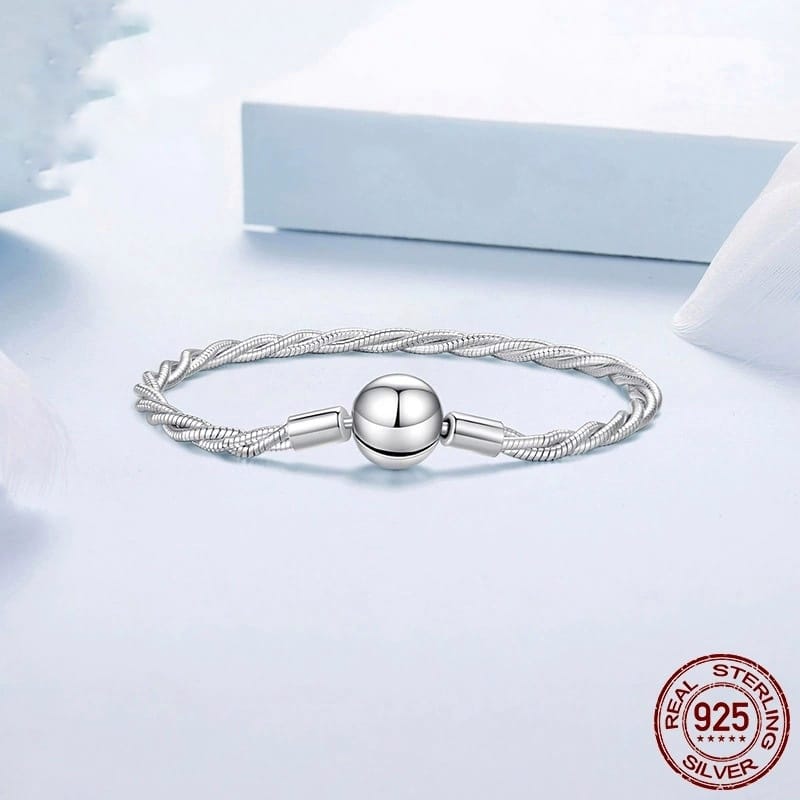 pulseira semi-rígida para berloques nó de prata