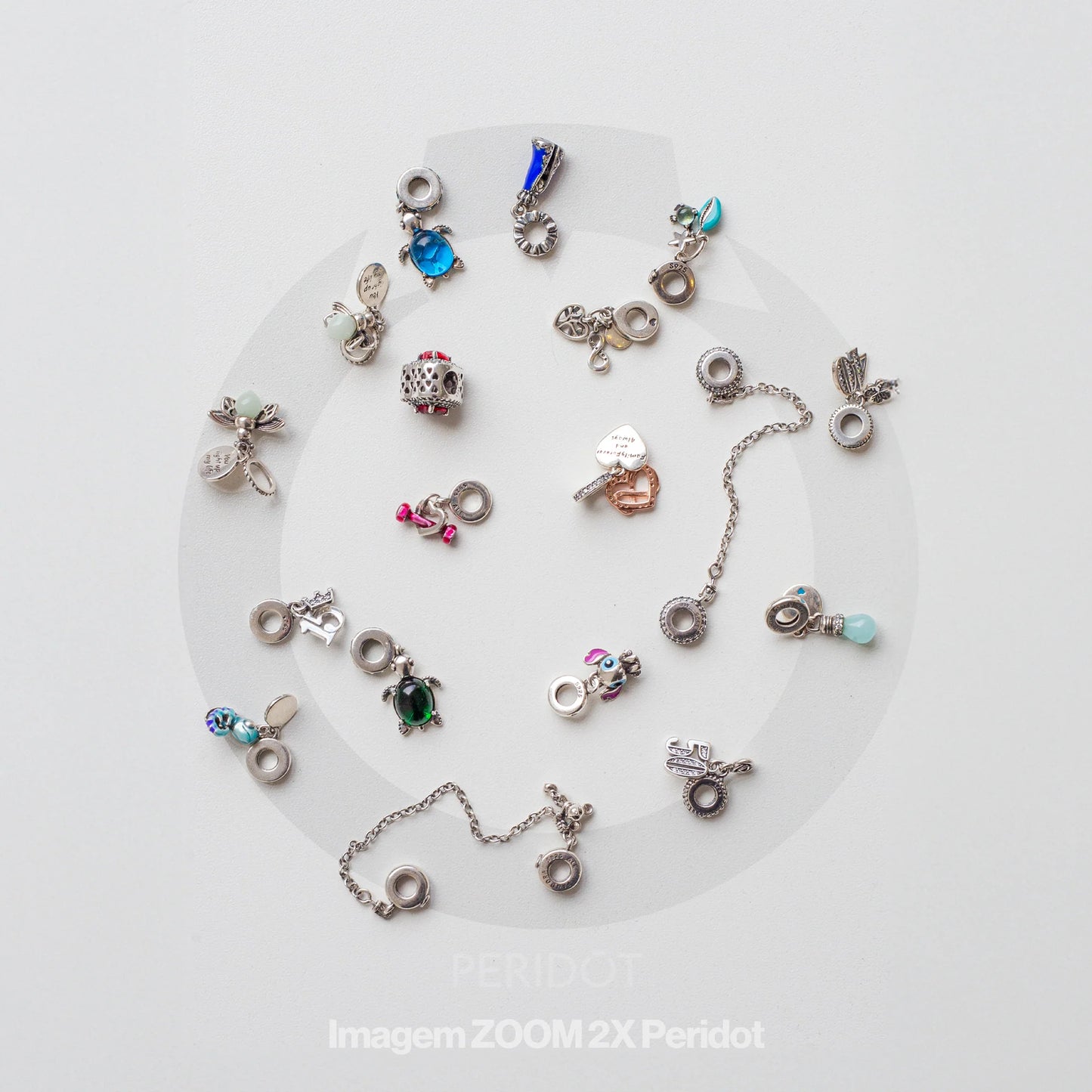 charm prata coracao da eternidade azul