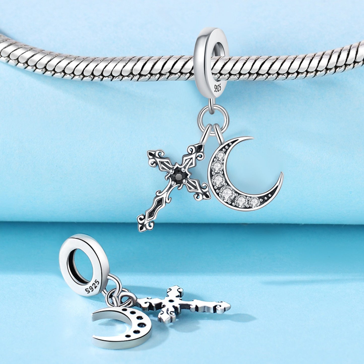 berloque pendente cruz crescente