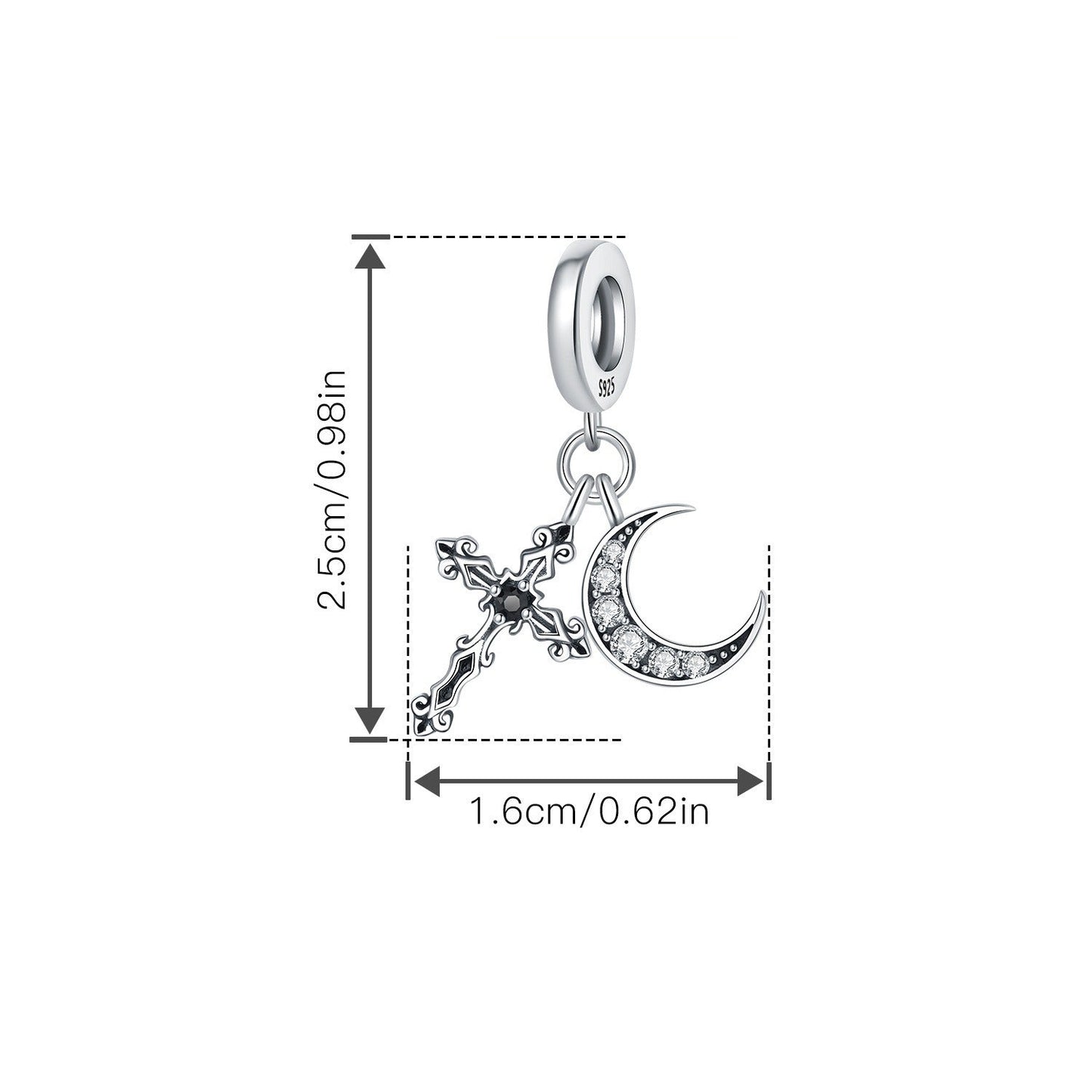 berloque pendente cruz crescente